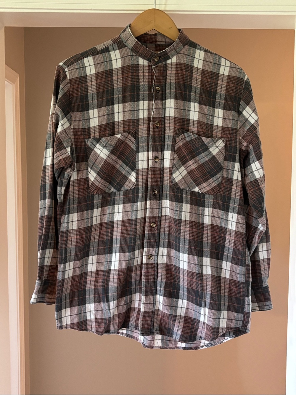 Men's Vintage Big Mac Casual Brown Plaid Button-Down Shirt